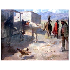 1898 Western Scene Oil on Canvas Orpheus