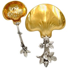 1898s Christofle Masterpiece French Sterling Silver 18-Karat Gold Strawberry Set