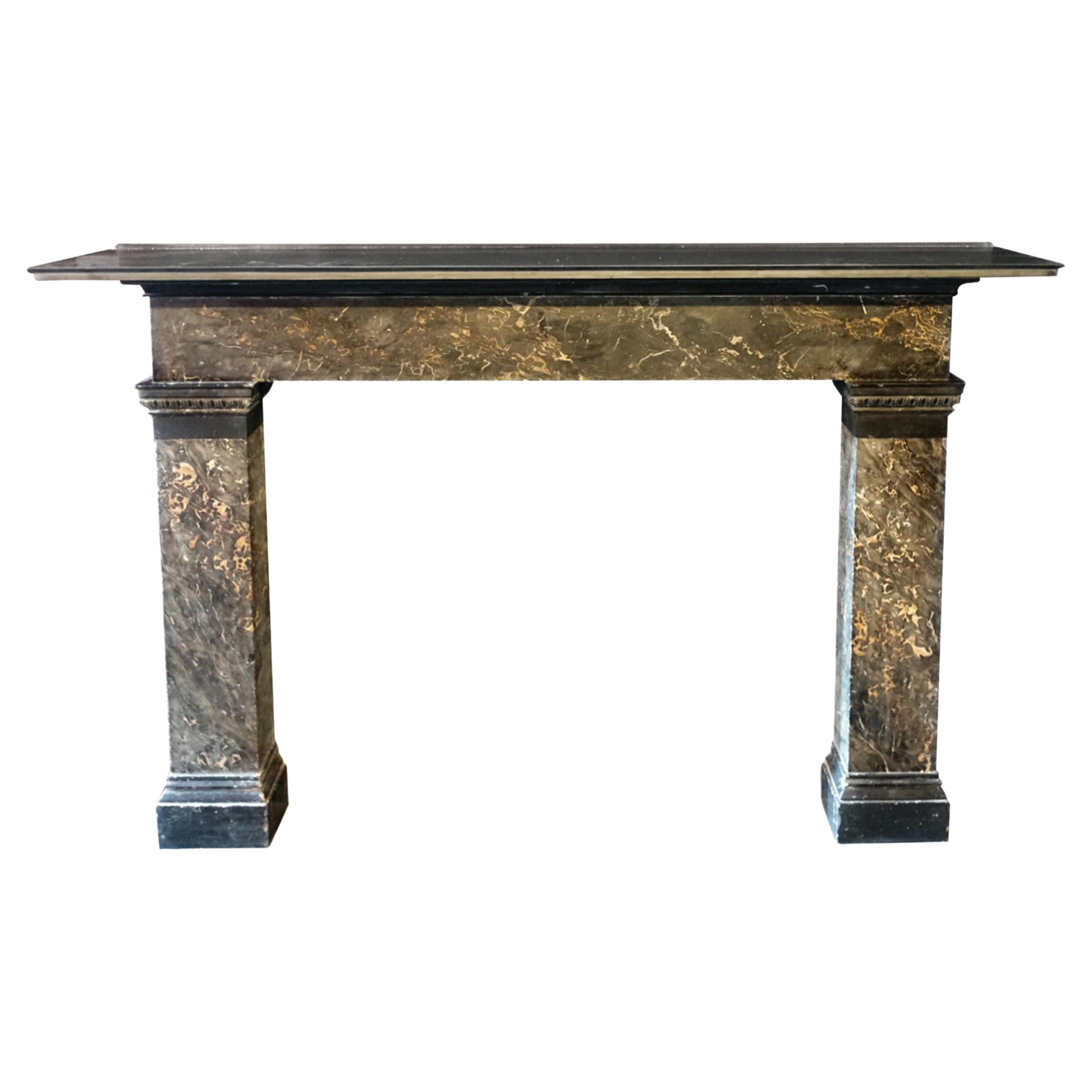1899 Hand Carved Italian Portoro Marble Mantel West 11th St, Manhattan, NY For Sale