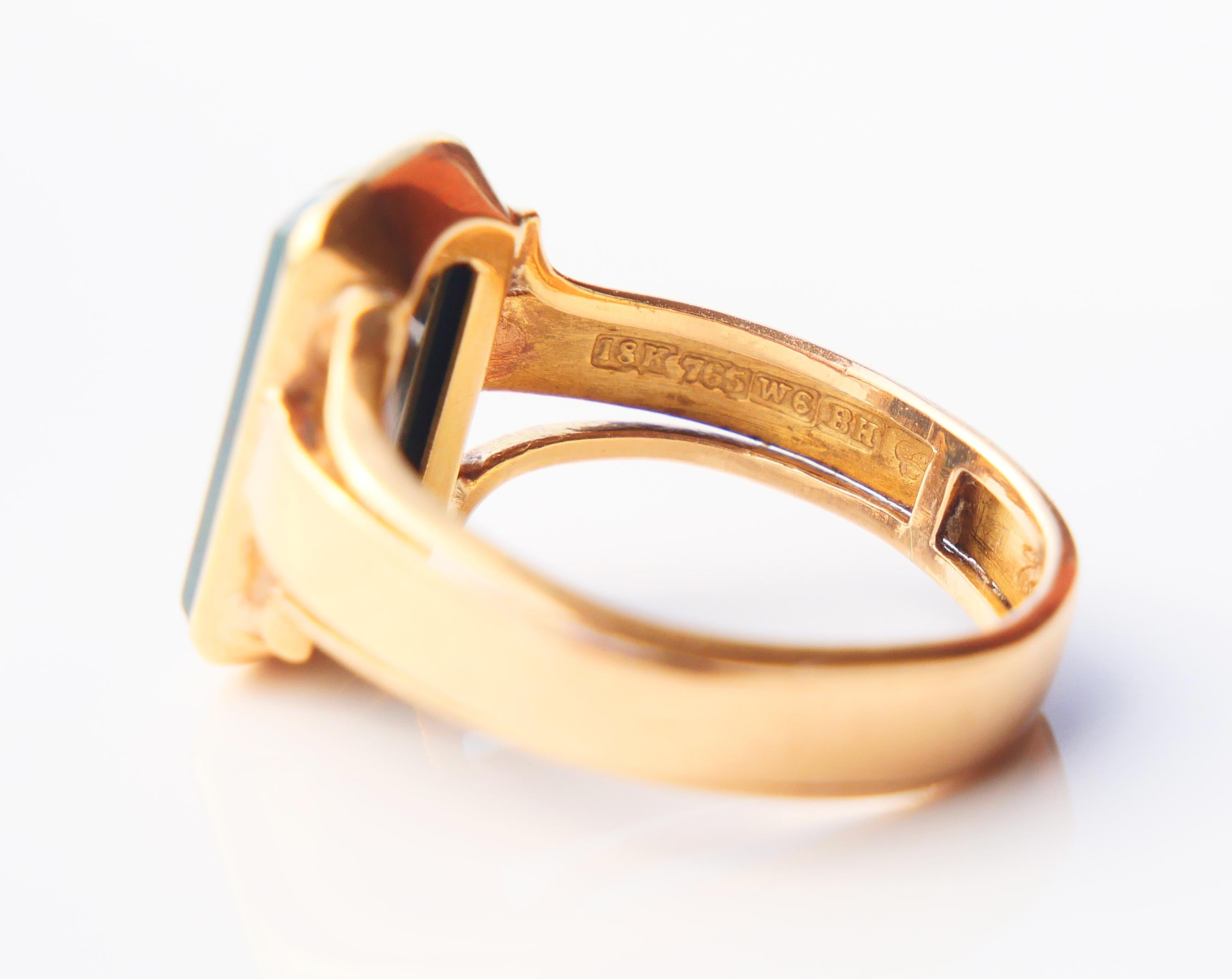 1899 Men Signet Ring Blood-stone solid 18K Gold ØUS8.75 / 5.62gr 7
