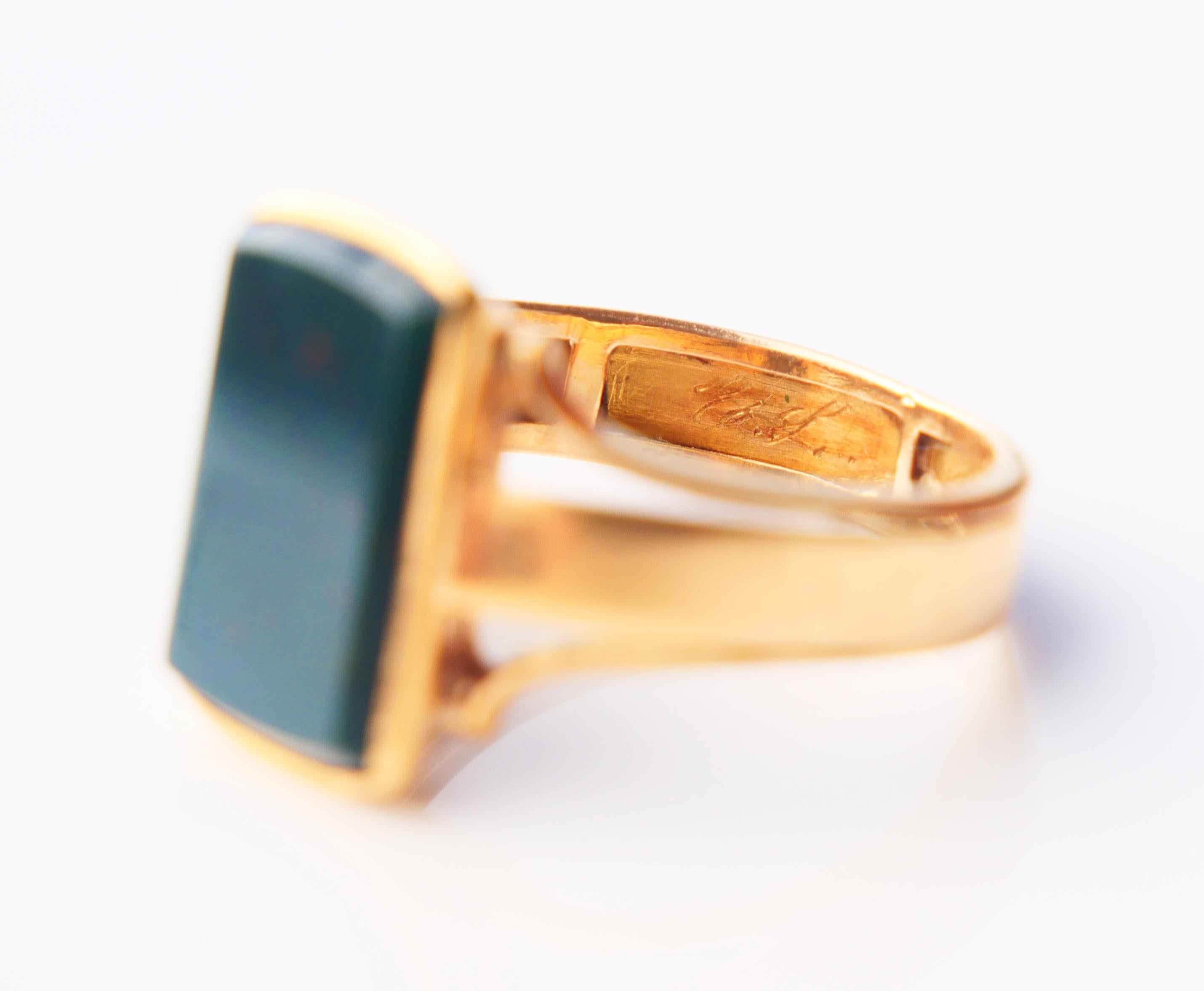 1899 Men Signet Ring Blood-stone solid 18K Gold ØUS8.75 / 5.62gr 8