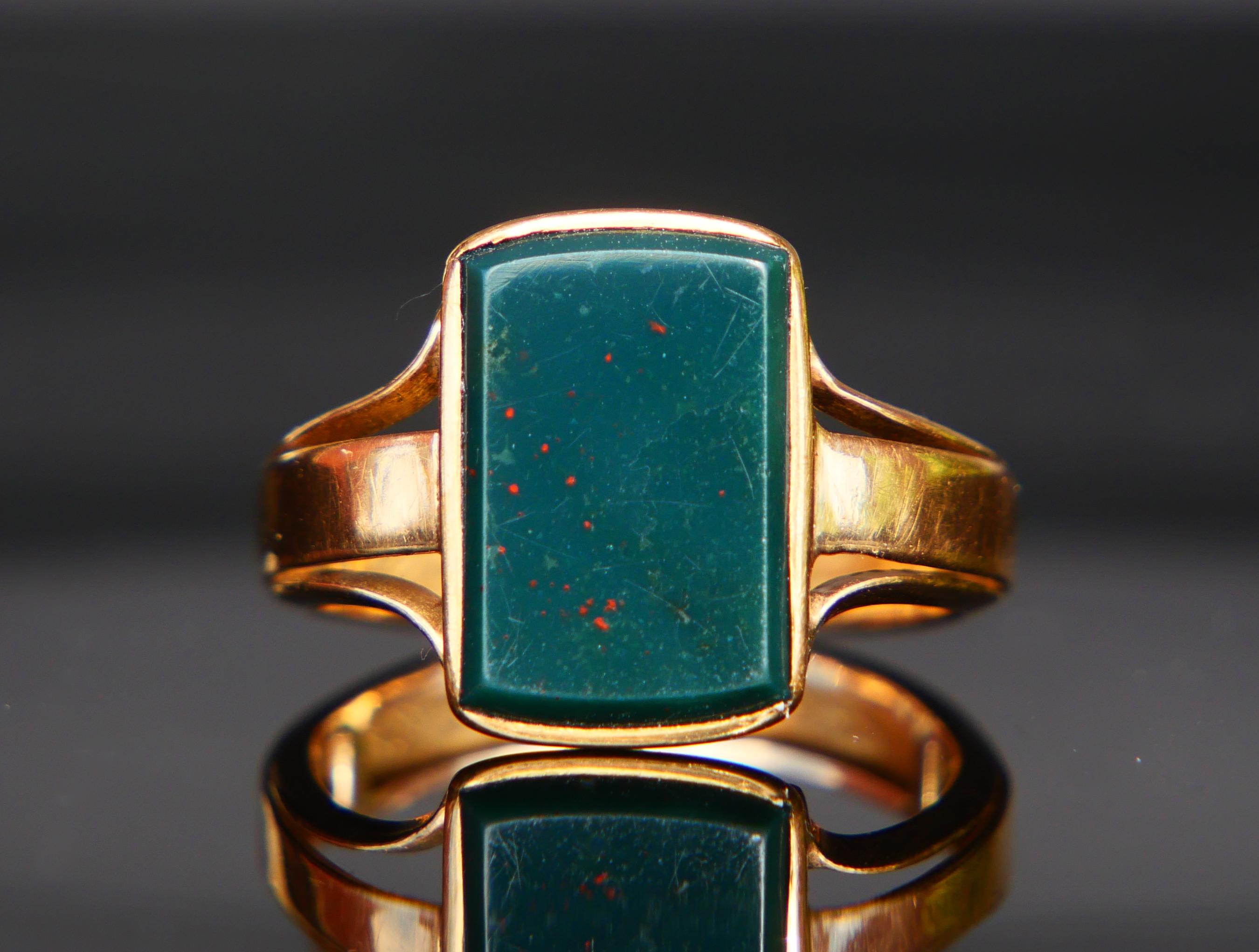 Art Nouveau 1899 Men Signet Ring Blood-stone solid 18K Gold ØUS8.75 / 5.62gr