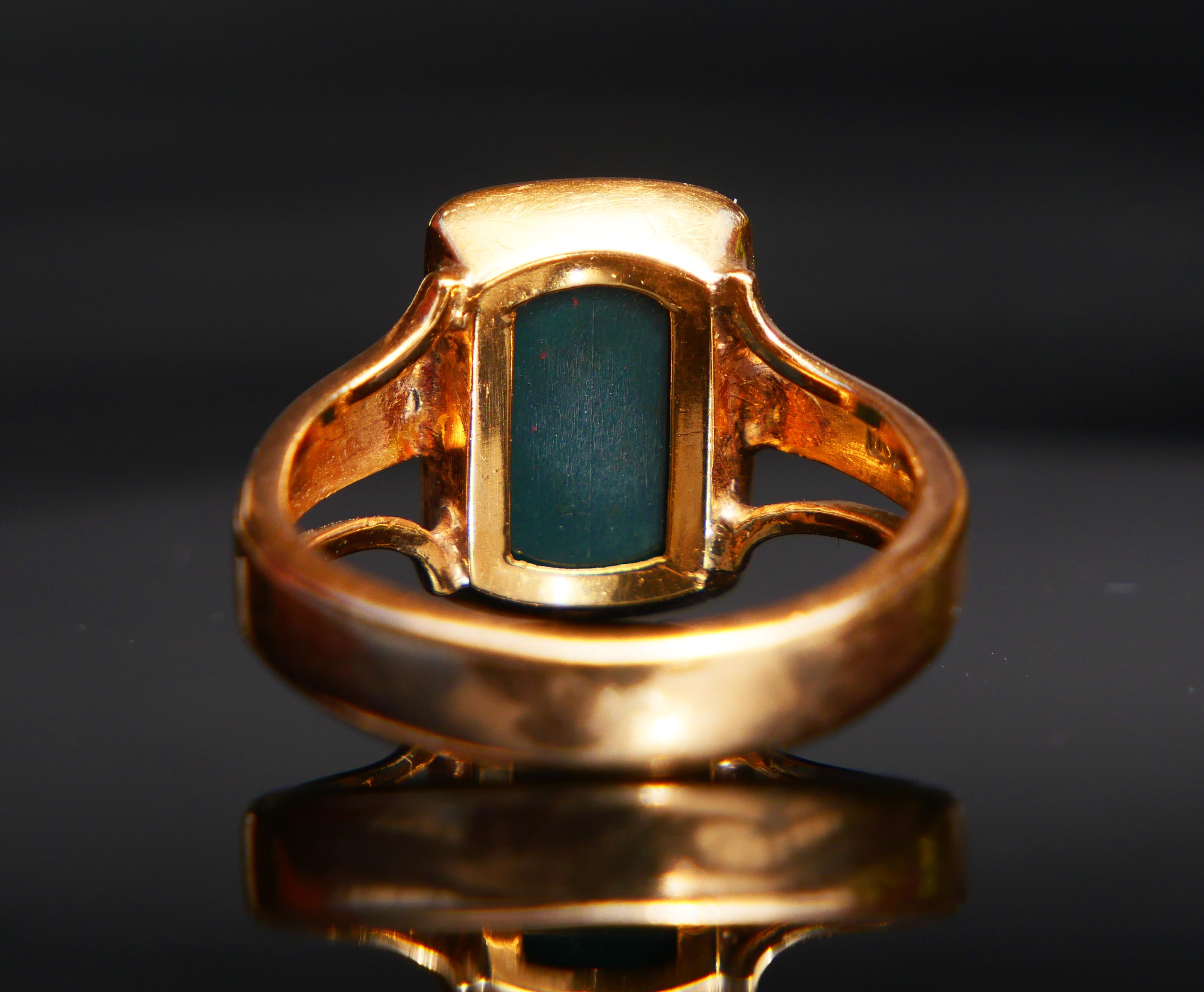 Women's or Men's 1899 Men Signet Ring Blood-stone solid 18K Gold ØUS8.75 / 5.62gr