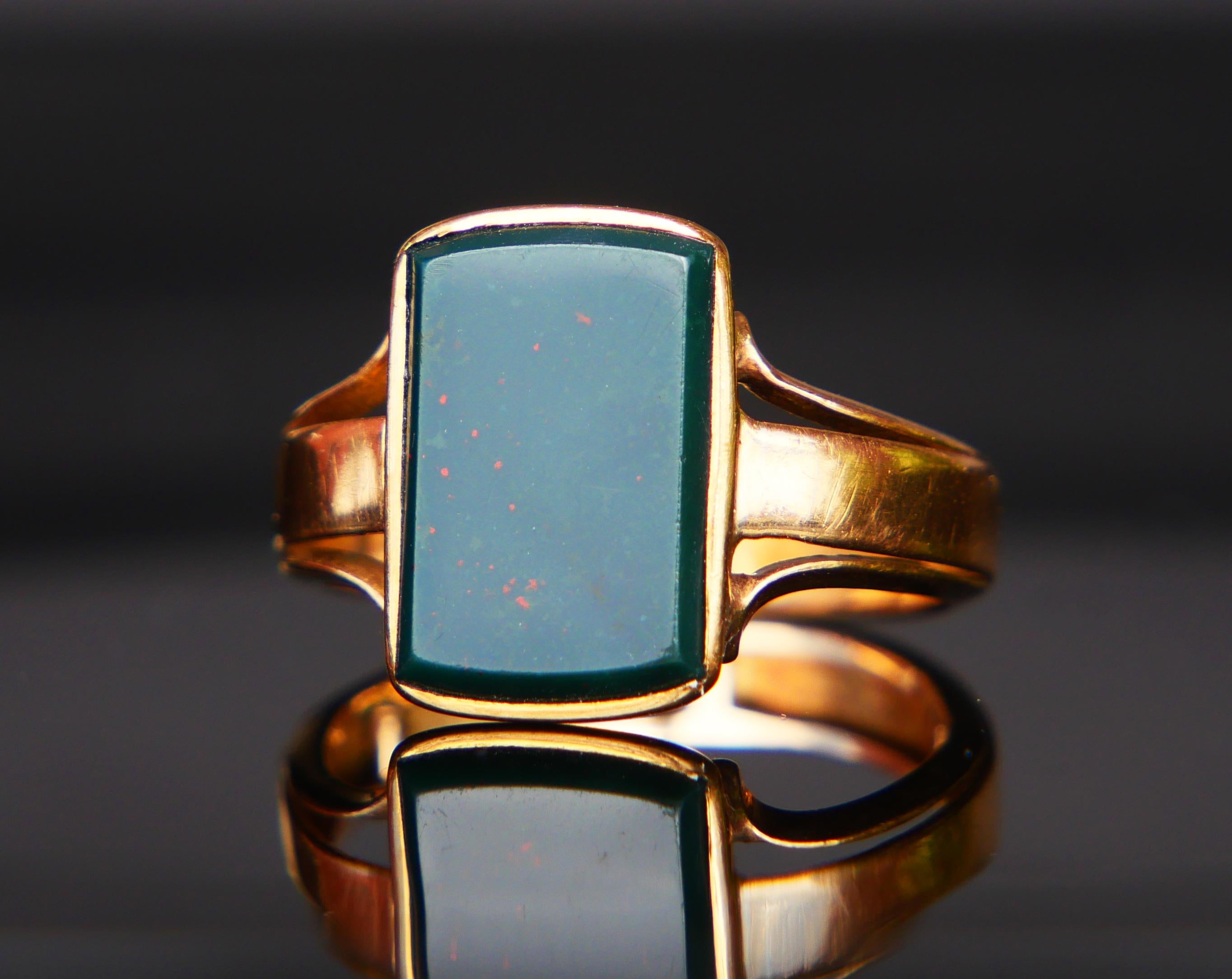 1899 Men Signet Ring Blood-stone solid 18K Gold ØUS8.75 / 5.62gr 1