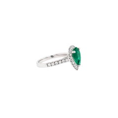1.89 Carat Pear Shape Emerald and Diamond 18 Carat White Gold Engagement Ring