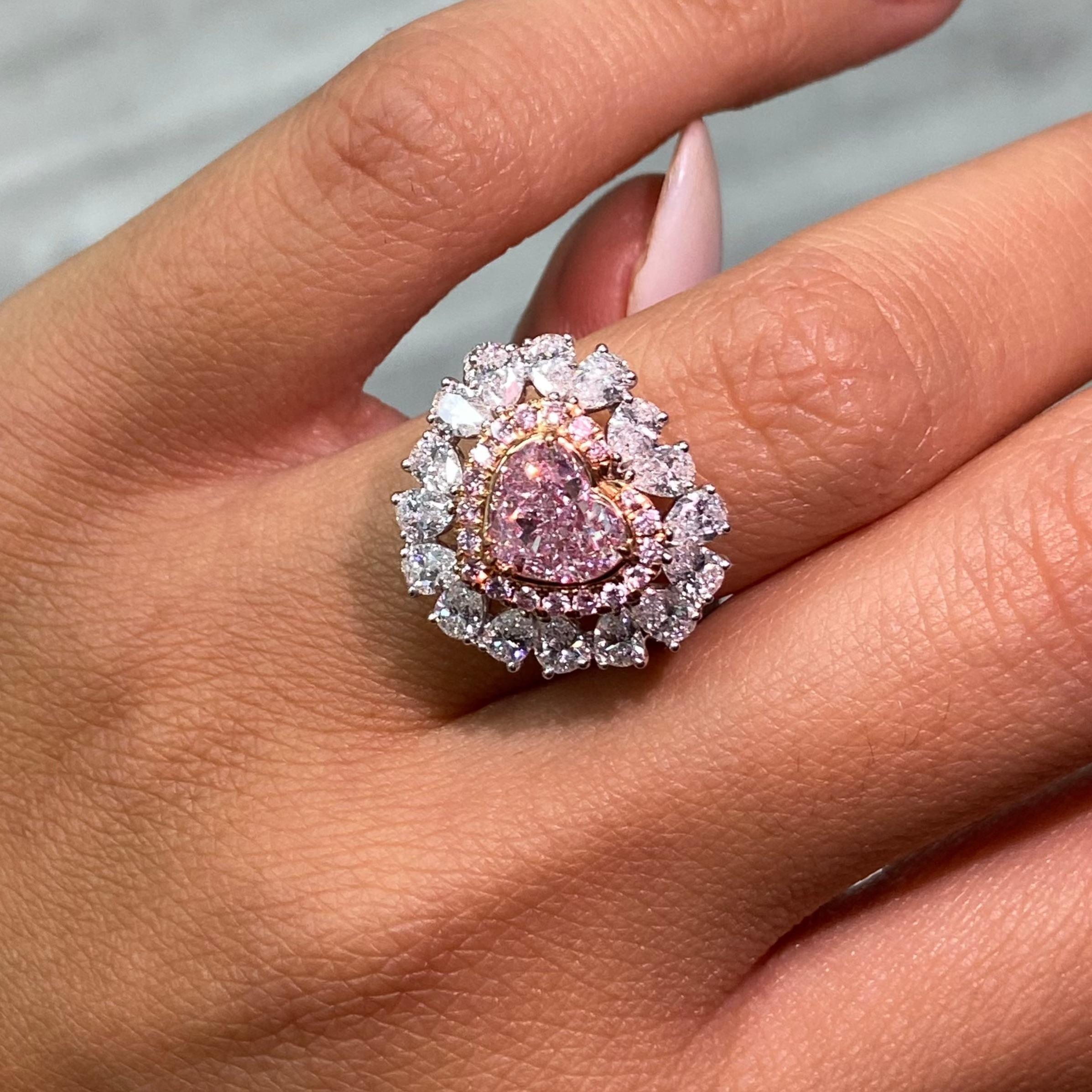 Women's GIA Natural Pink Heart Shape Diamond Ring - Rare Colors Jewelry For Sale