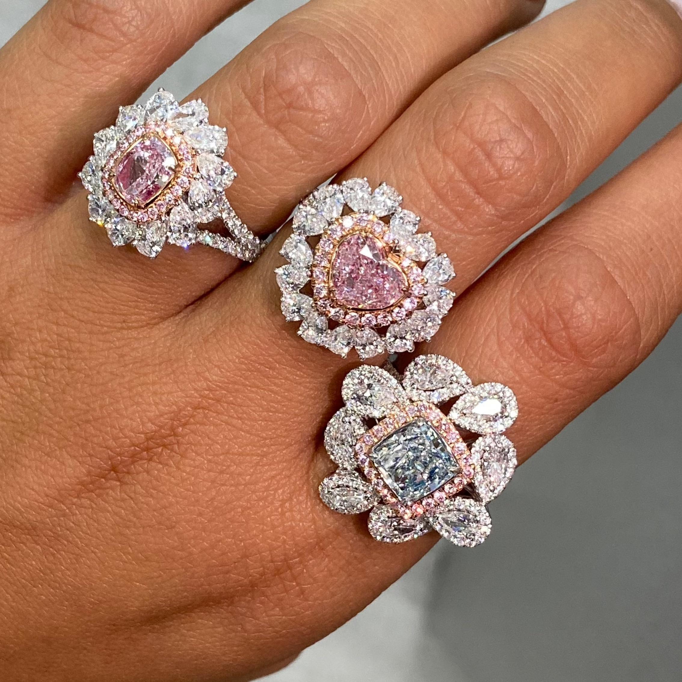 GIA Natural Pink Heart Shape Diamond Ring - Rare Colors Jewelry For Sale 1