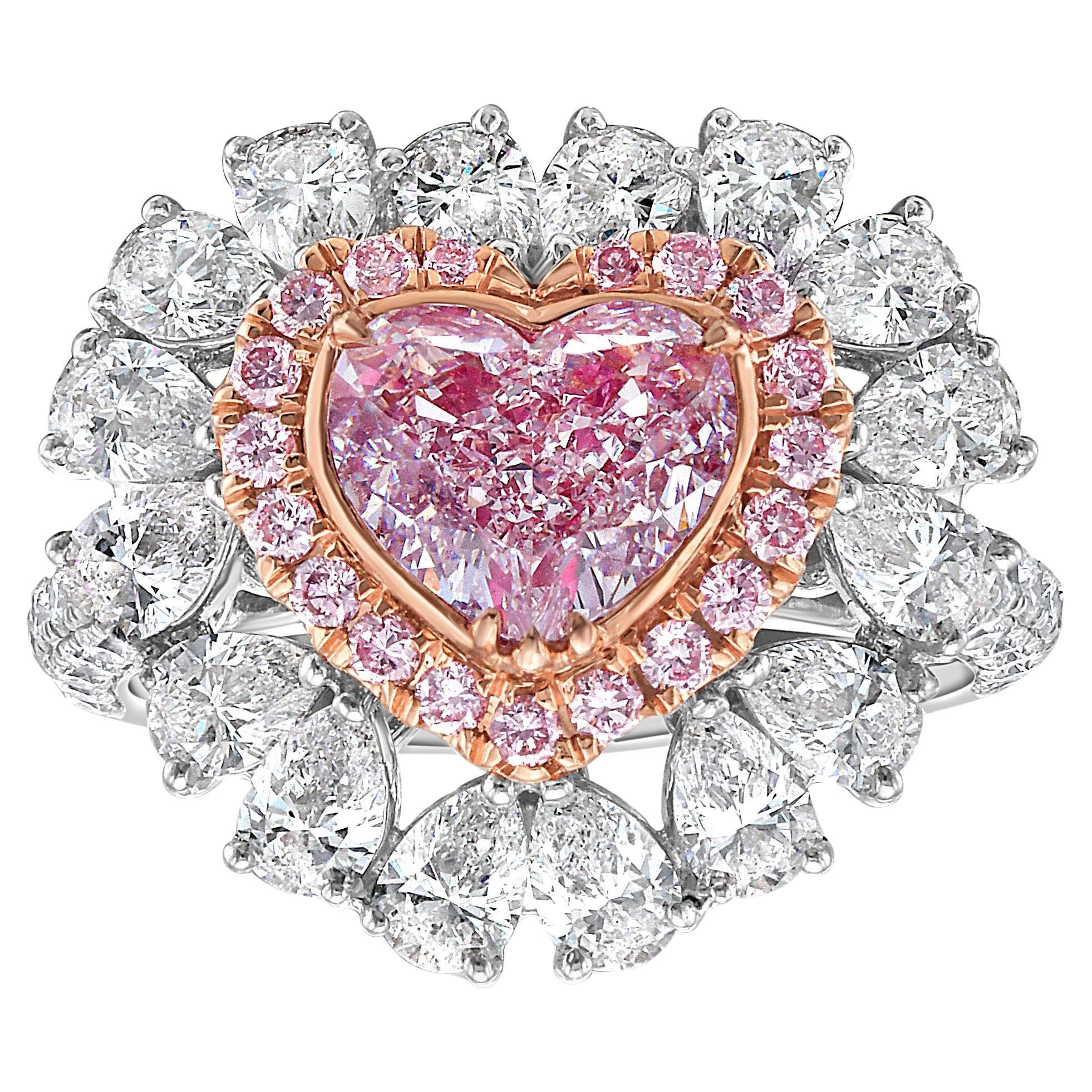 GIA Natural Pink Heart Shape Diamond Ring - Rare Colors Jewelry