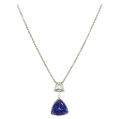 1.89ct Trillion Tanzanite and 0.22ct Diamond Pendant Necklace in 14K White Gold