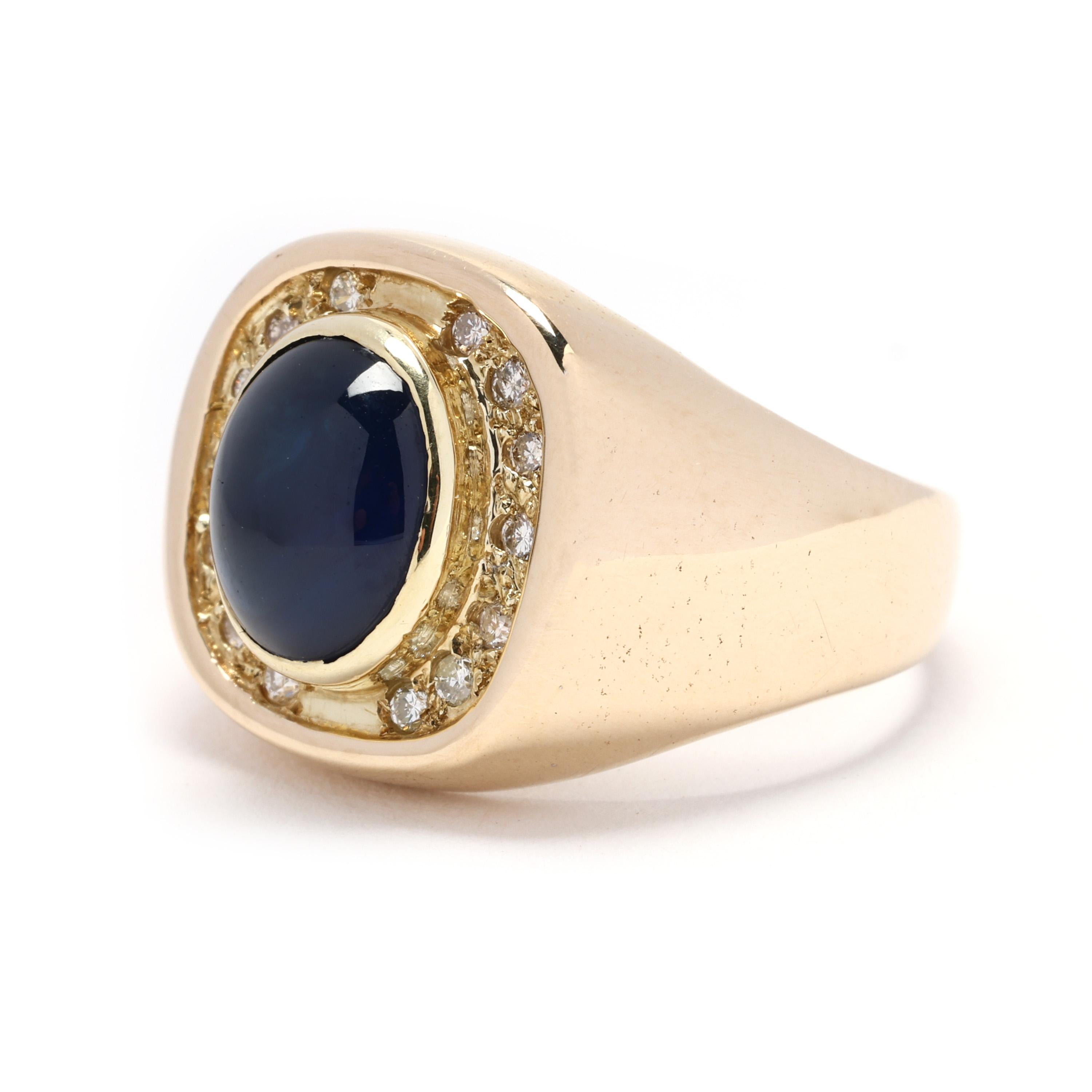 1.89ctw Diamond and Blue Sapphire Statement Ring, 14k Yellow Gold, Ring Size 5 In Good Condition In McLeansville, NC