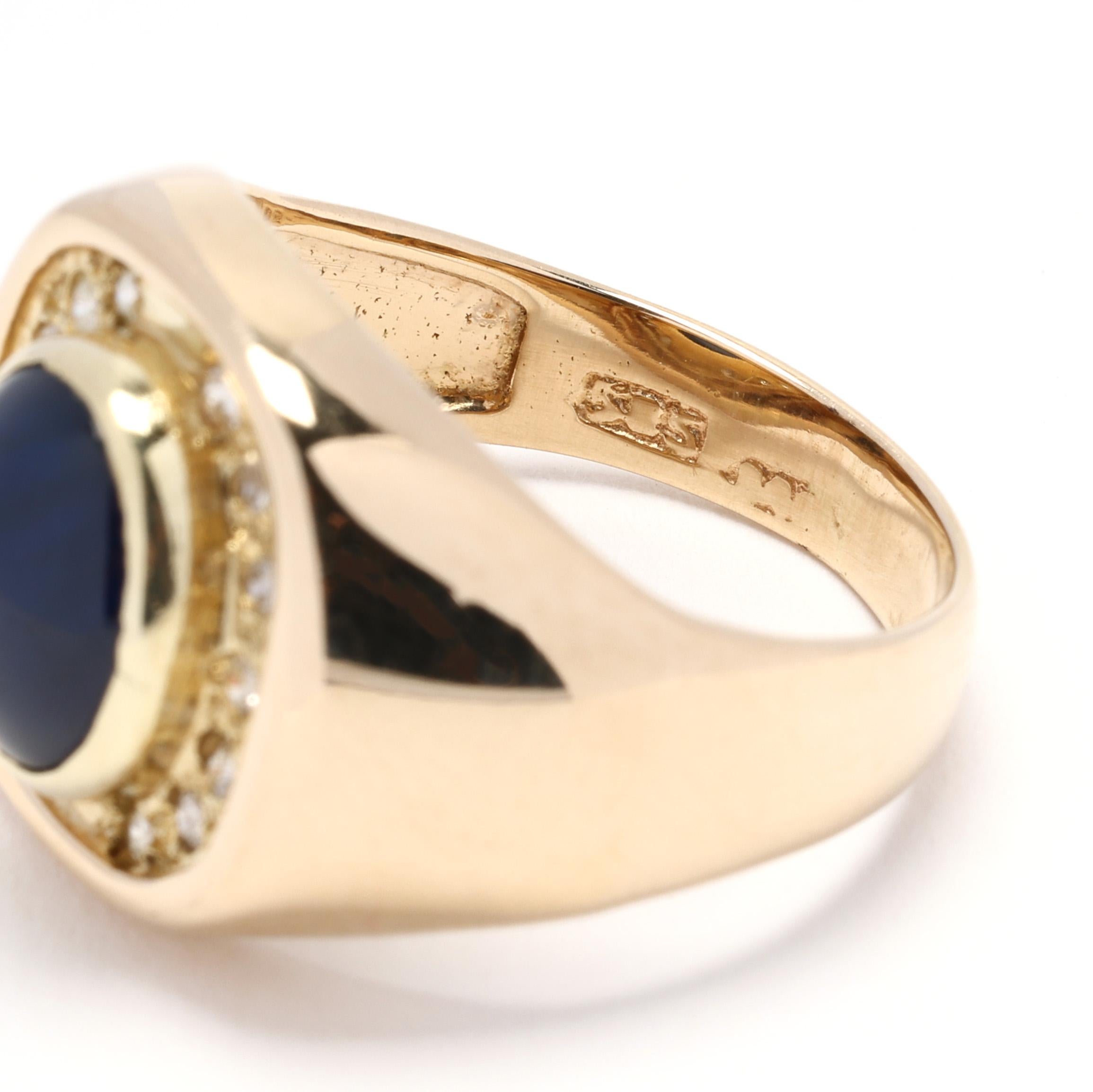 Women's or Men's 1.89ctw Diamond and Blue Sapphire Statement Ring, 14k Yellow Gold, Ring Size 5