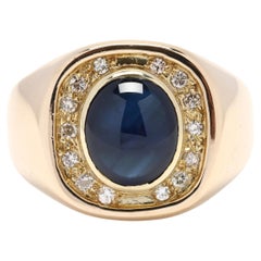 1.89ctw Diamond and Blue Sapphire Statement Ring, 14k Yellow Gold, Ring Size 5