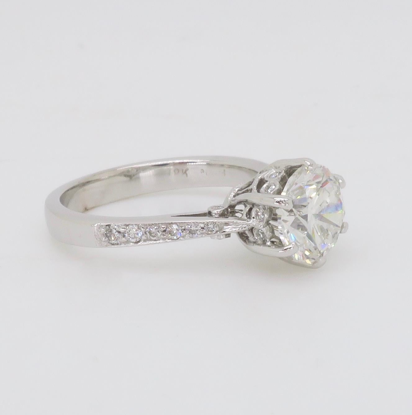 1.89ctw Diamond Engagement Ring in 18k White Gold  For Sale 7