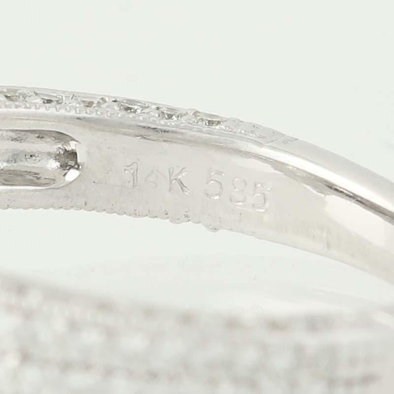 1.89 Carat Round Brilliant Diamond Ring, 14 Karat White Gold Milgrain GIA In Excellent Condition In Greensboro, NC