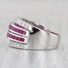 1.89ctw Ruby Diamond Ring 18k White Gold Size 7.5 Cocktail Stackable Band Design