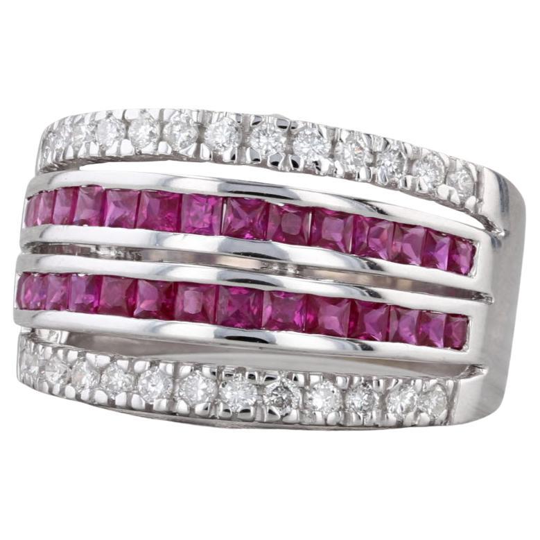 1.89ctw Ruby Diamond Ring 18k Weißgold Größe 7.5 Cocktail Stackable Band Design
