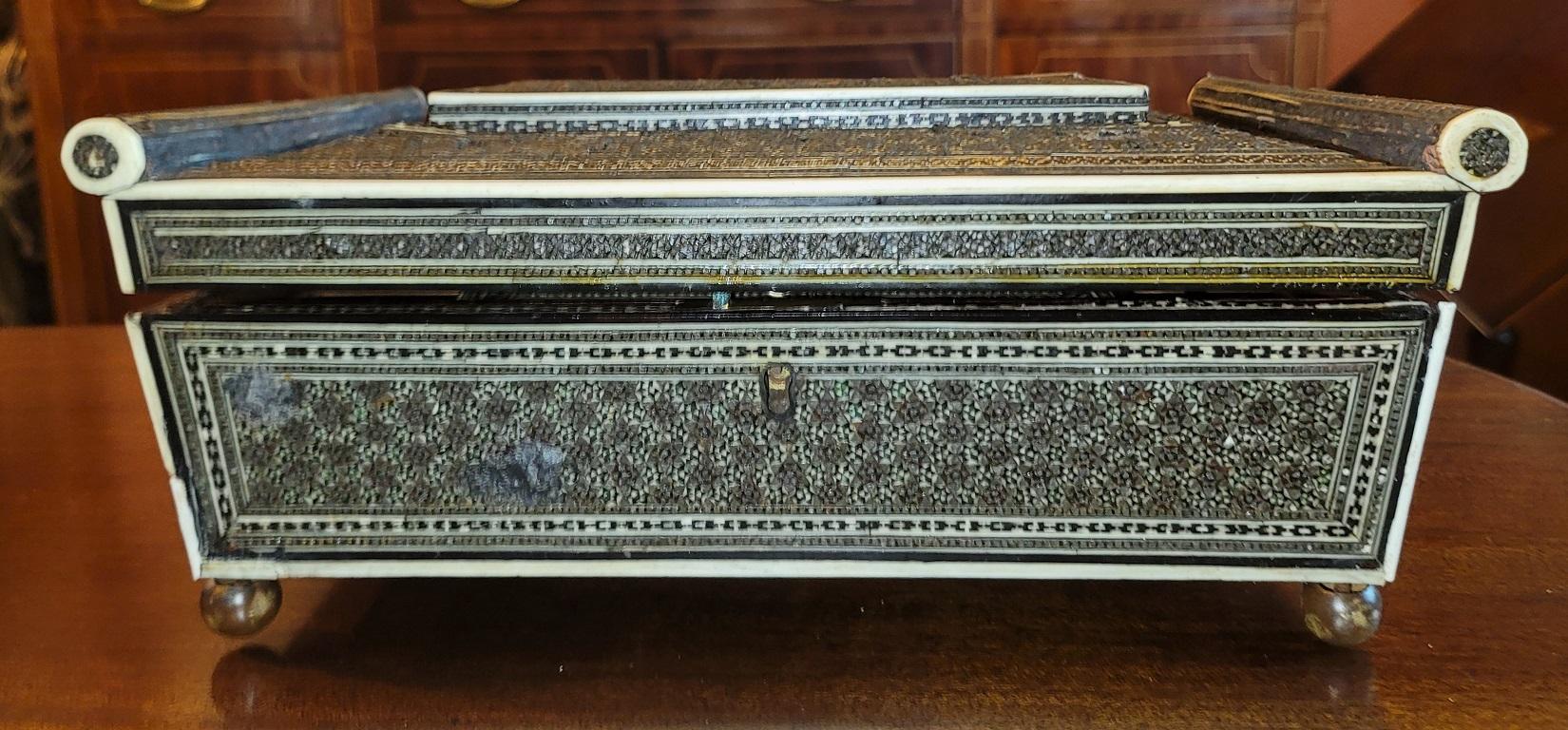 18C Anglo Indian Sadeli Mosaic Sarcophagus Sewing Box 3