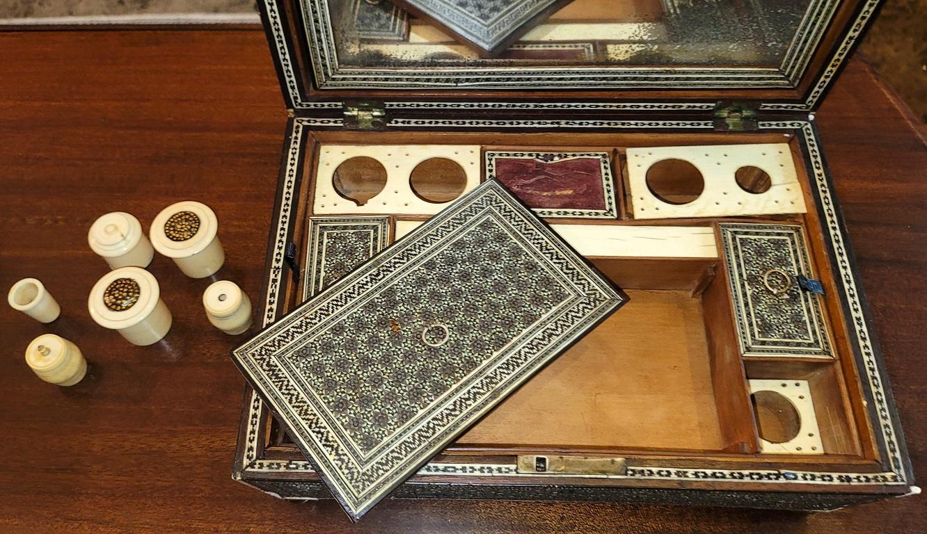 18C Anglo Indian Sadeli Mosaic Sarcophagus Sewing Box 12