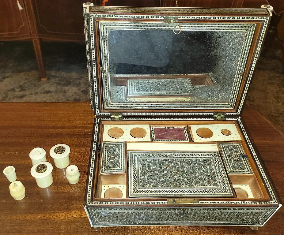 Hand-Crafted 18C Anglo Indian Sadeli Mosaic Sarcophagus Sewing Box