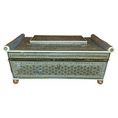 Used 18C Anglo Indian Sadeli Mosaic Sarcophagus Sewing Box
