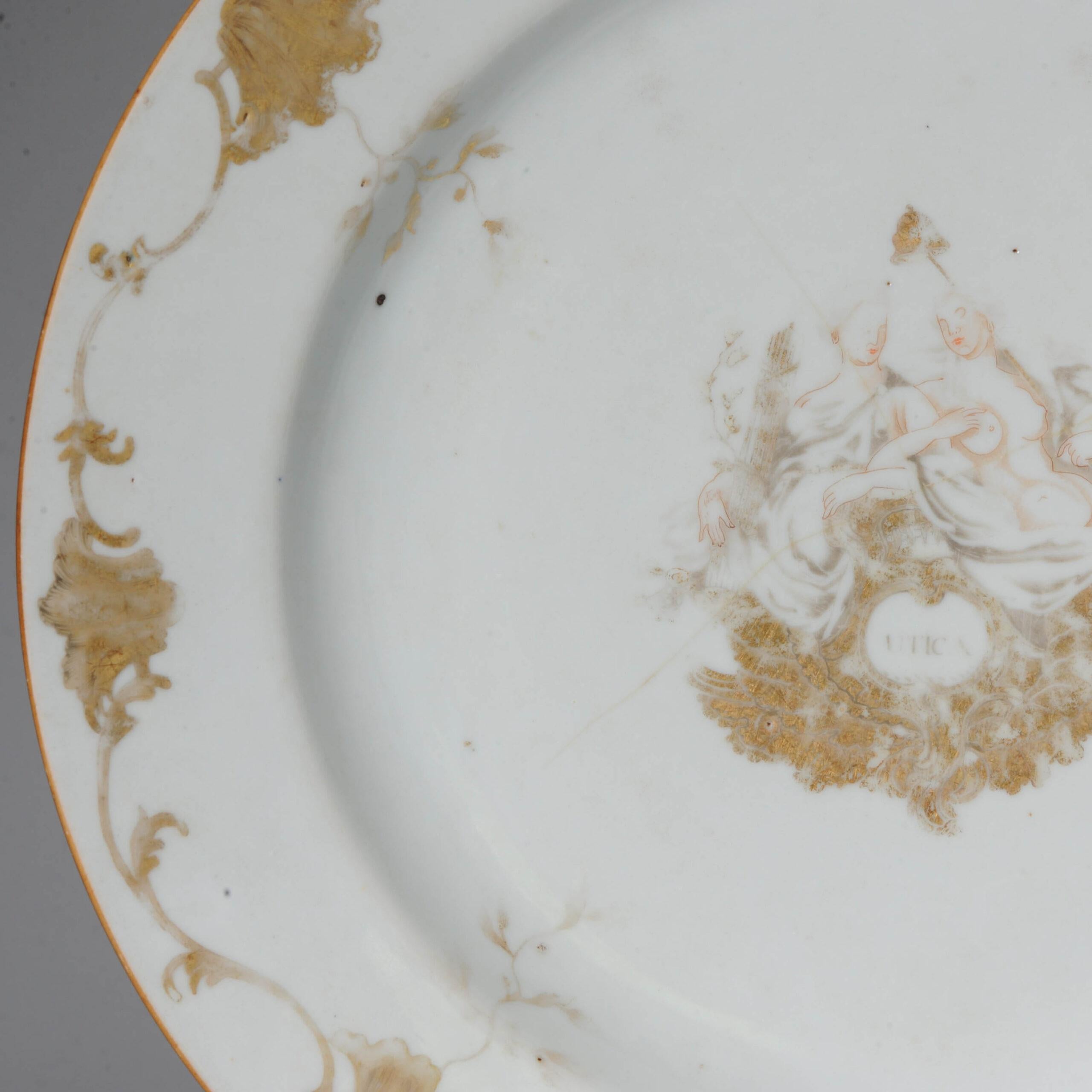 Piatto in porcellana cinese del XVIII secolo con iscrizione UTICA Chine de Commande Qianlong in vendita 6