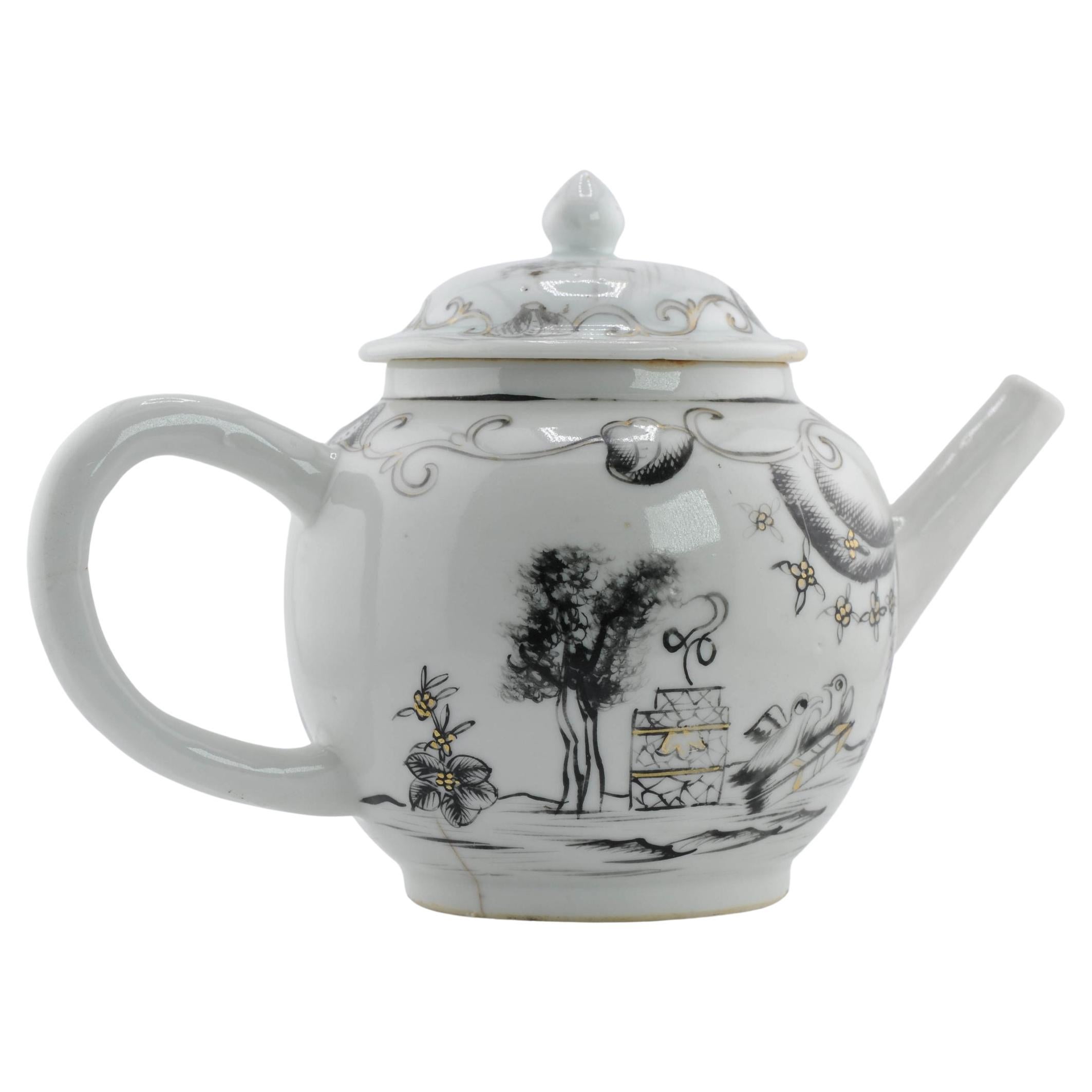 Tetera de porcelana china de 18C Patrón de San Valentín Chine de Commande Qianlong