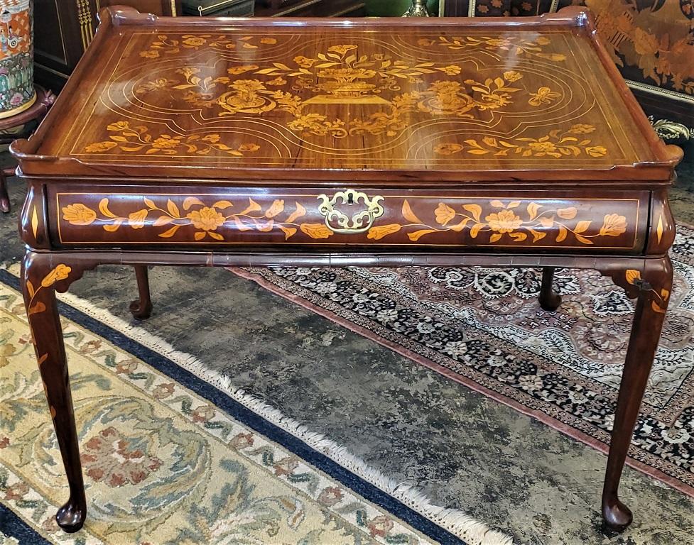 Regency 18th Century Dutch Marquetry Silver Table, Exceptional For Sale