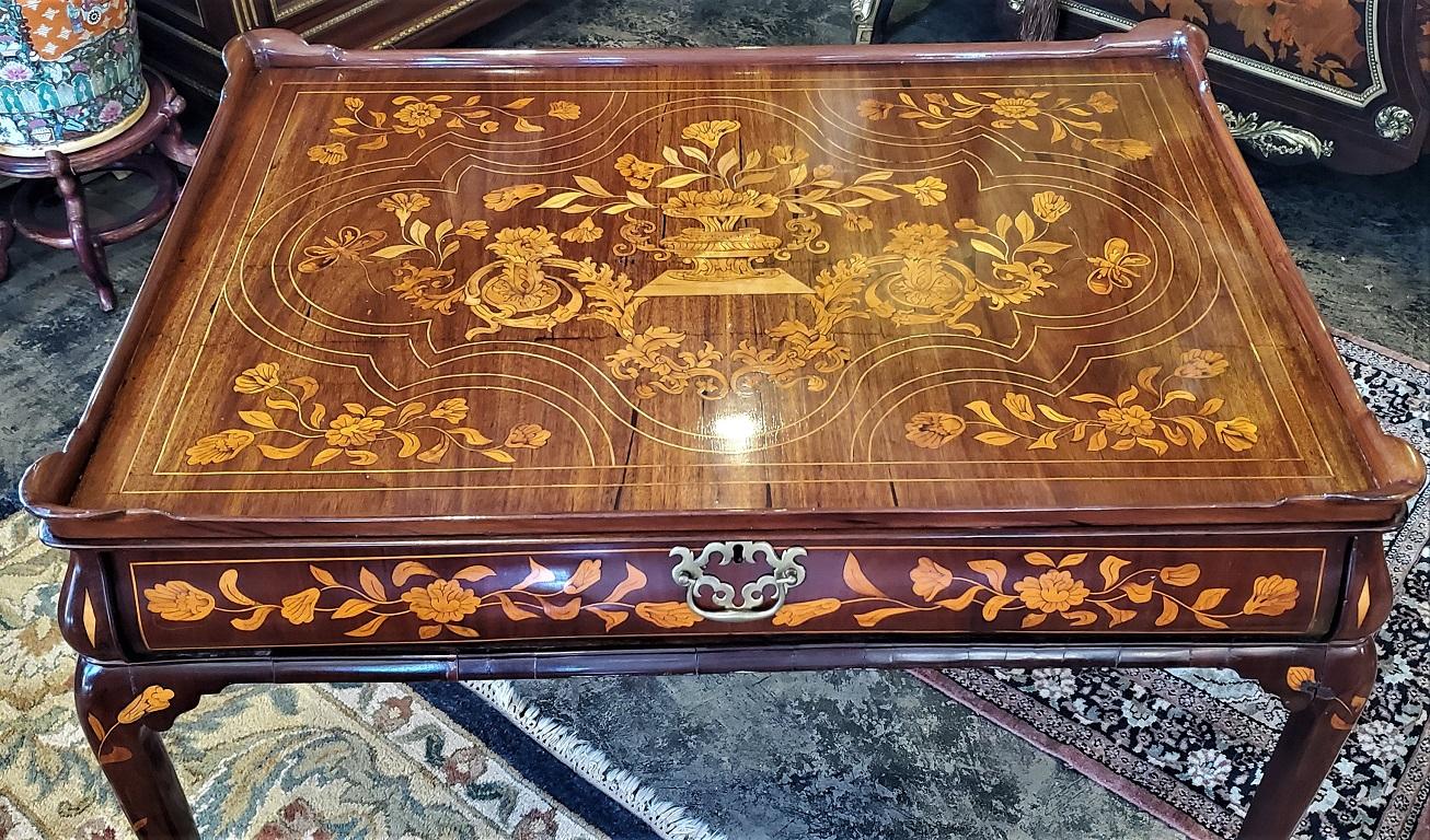 18th Century Dutch Marquetry Silver Table, Exceptional In Good Condition For Sale In Dallas, TX