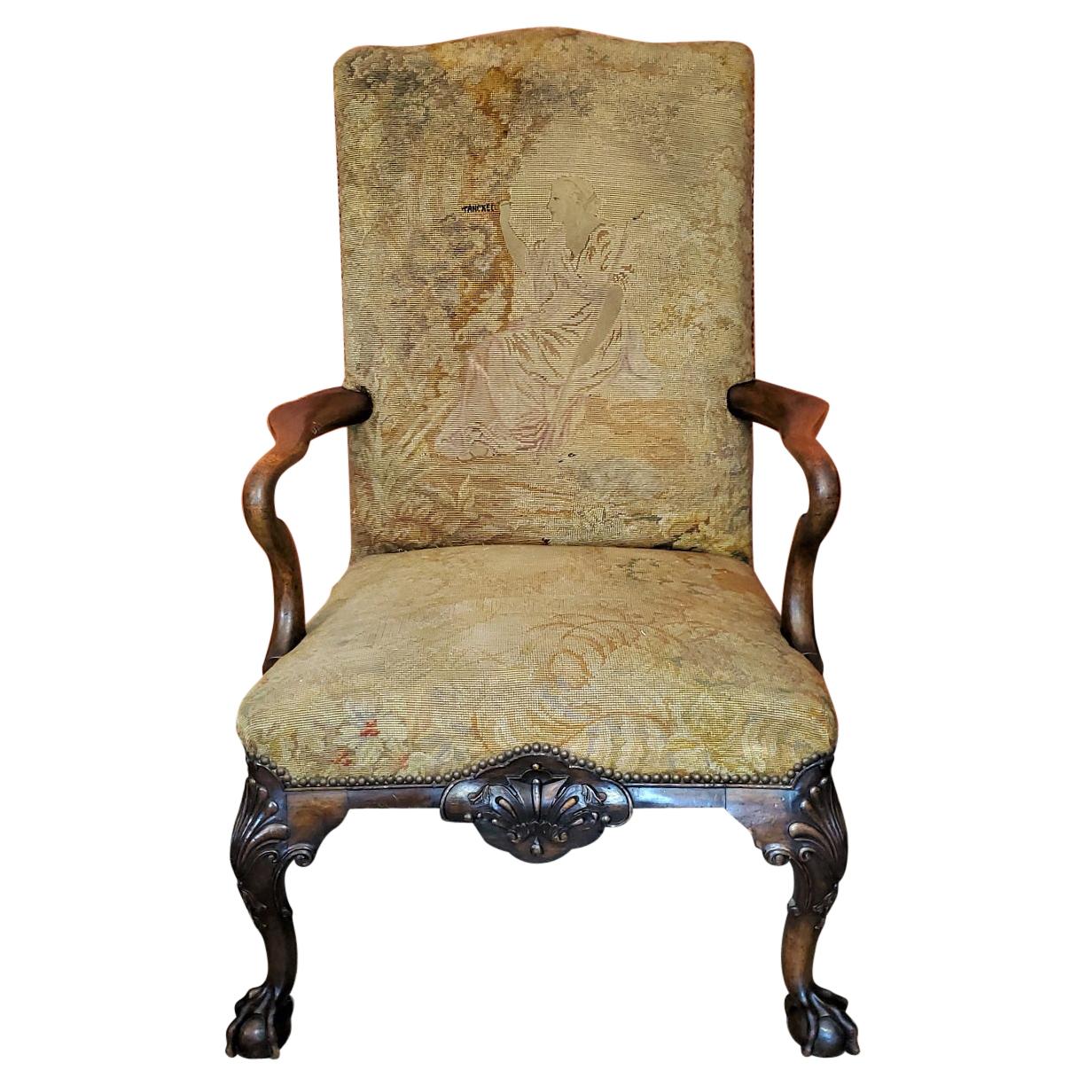 18C English Chippendale Shepherds Crook Armchair