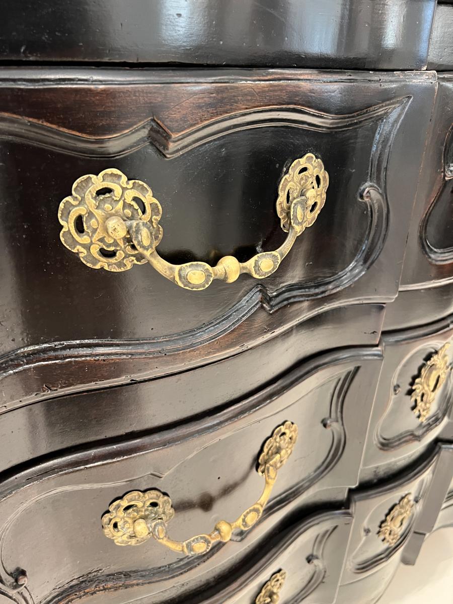 18c French Noir Chest with Original Bronze Pulls In Fair Condition In New Orleans, LA