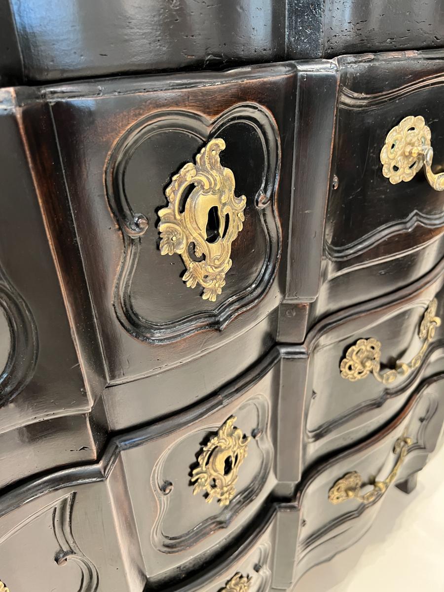 18th Century and Earlier 18c French Noir Chest with Original Bronze Pulls