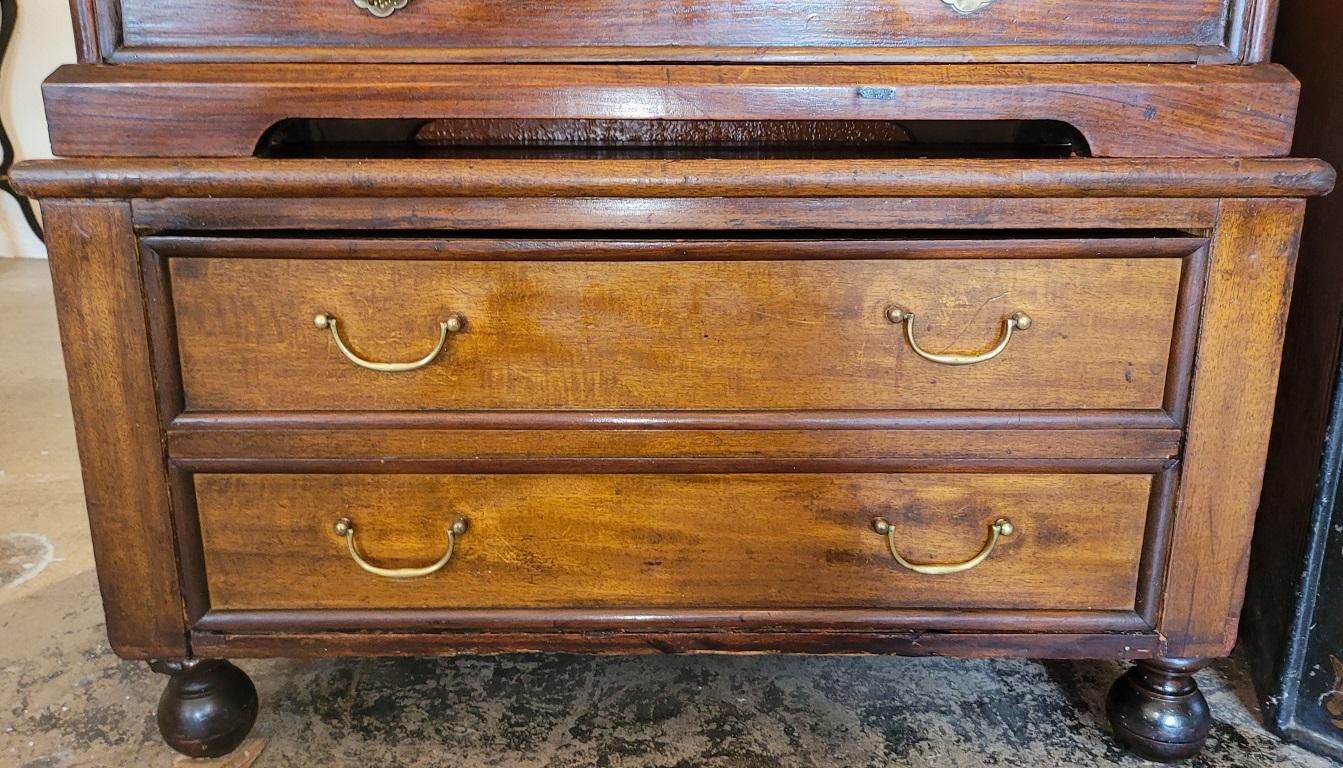 18th Century George II Miniature Campaign Bureau Chest on Later Chest Stand For Sale 7