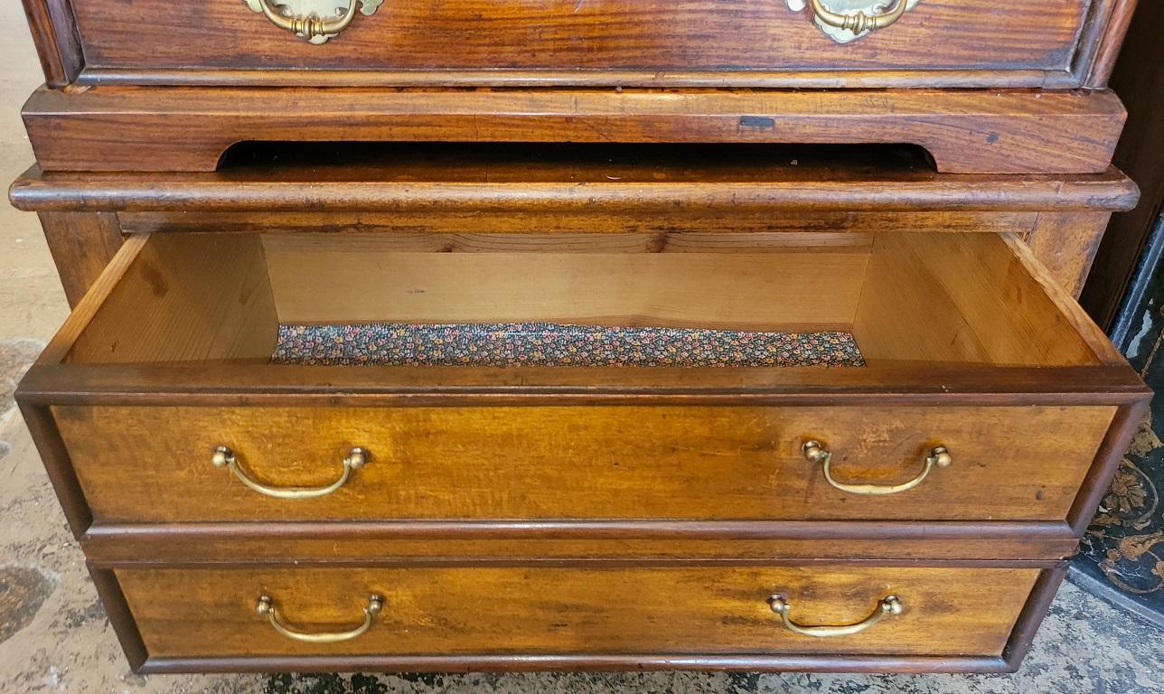 18th Century George II Miniature Campaign Bureau Chest on Later Chest Stand For Sale 8