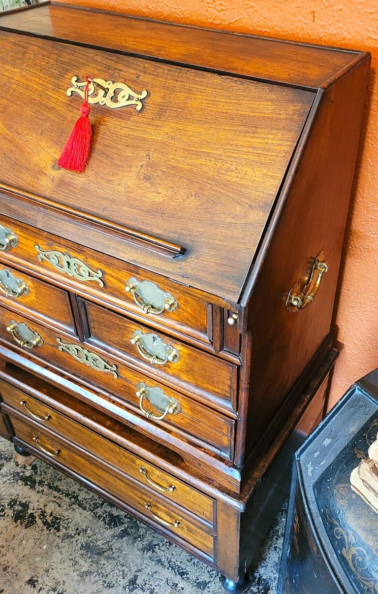 18th Century George II Miniature Campaign Bureau Chest on Later Chest Stand For Sale 11
