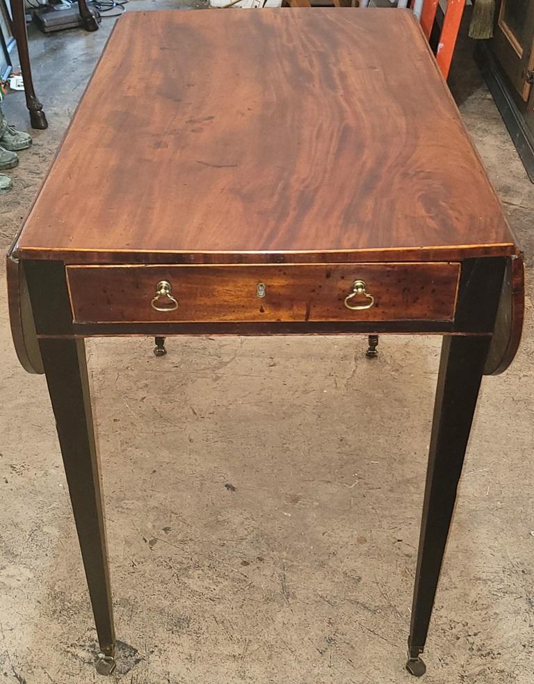 Hand-Crafted 18C Irish Georgian Mahogany Pembroke Table For Sale