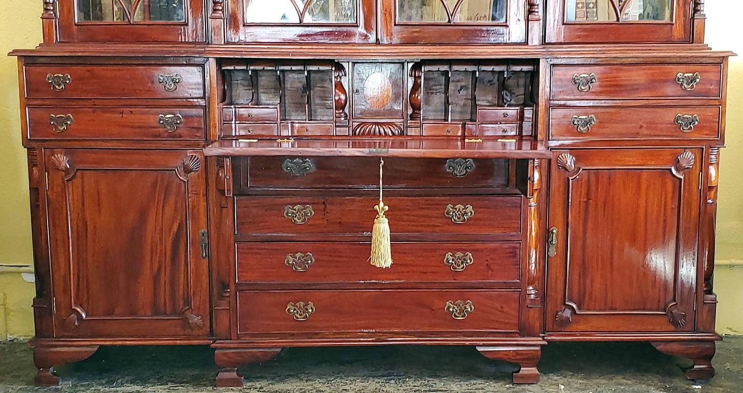 George III 19C Irish Georgian Style Secretary Bookcase For Sale
