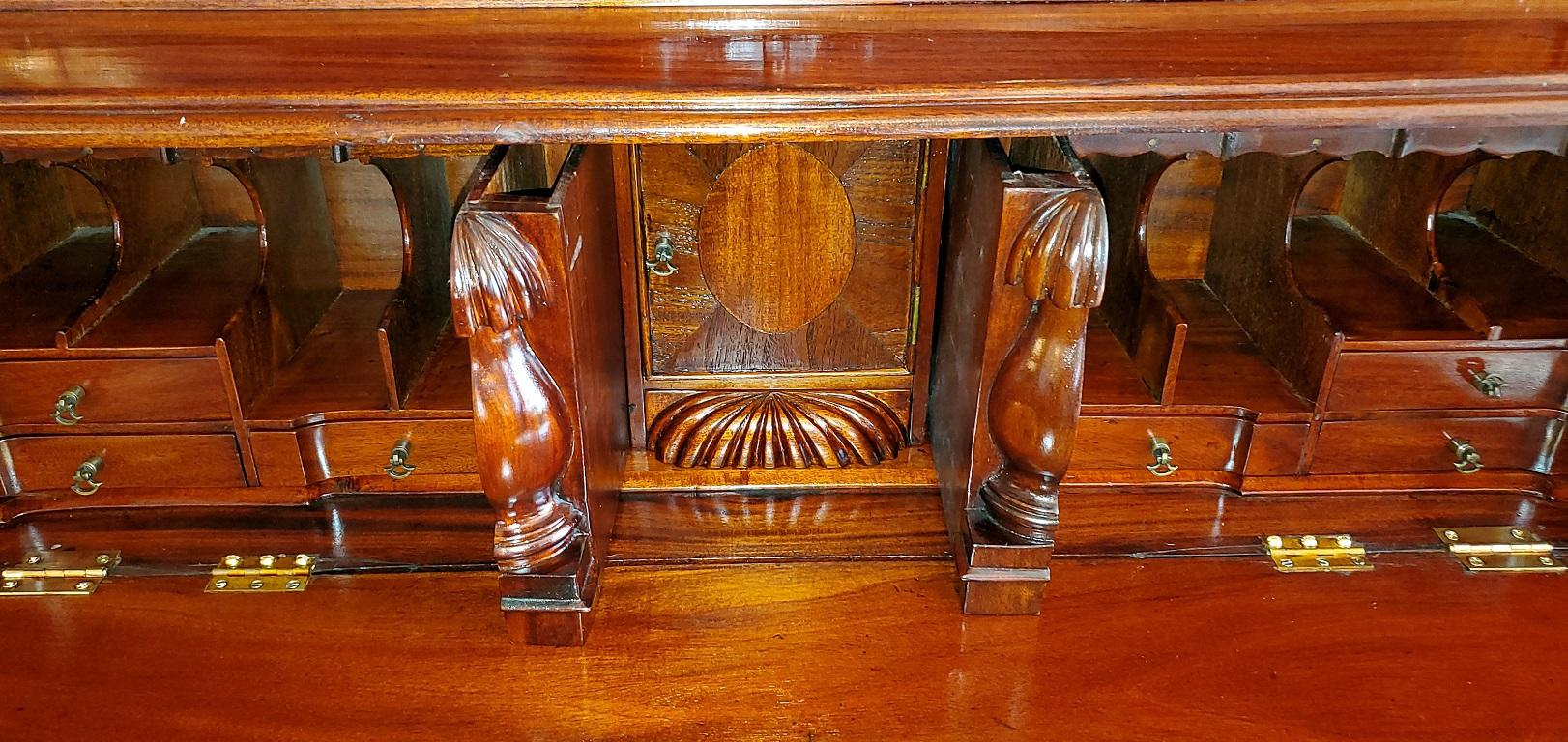 Glass 19C Irish Georgian Style Secretary Bookcase For Sale