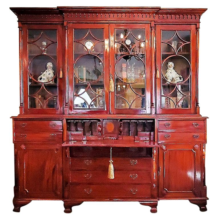 19C Large Irish Georgian Style Secretary Bookcase
