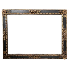 18c Italian Antique Black Frame with Ornate Carving