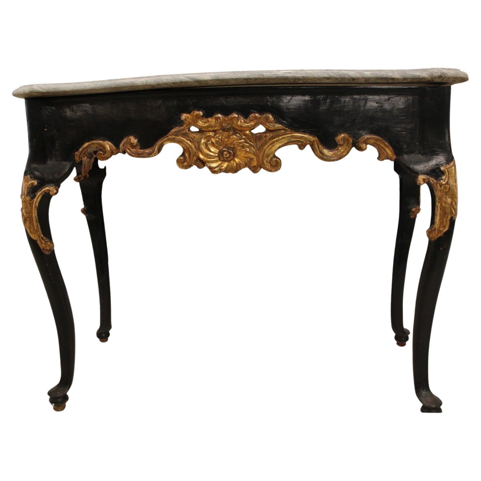 18c Italian Antique Console with Marble Top