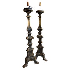 Italian Silverleaf Candlesticks, 18th Century