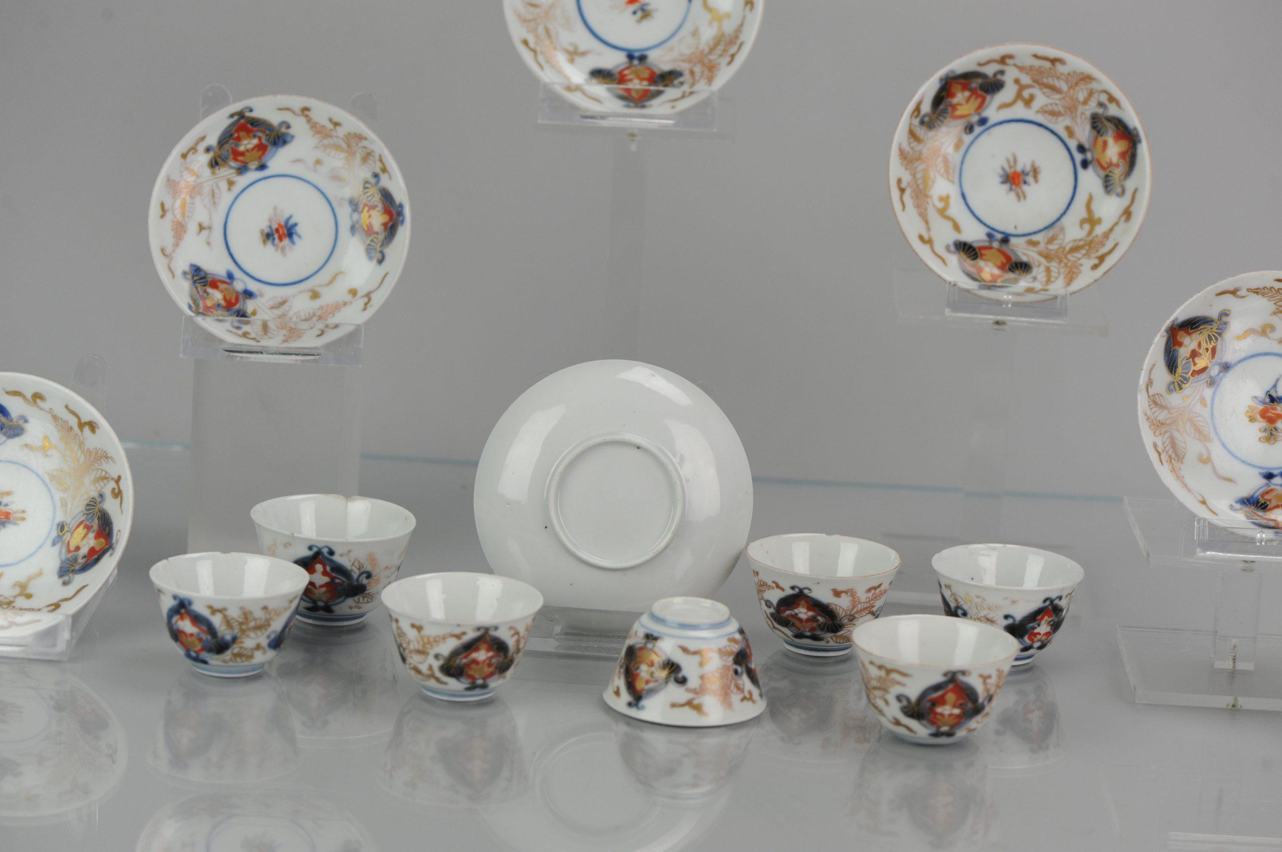 Ensemble de tasses à thé, soucoupe et soucoupe en porcelaine japonaise Période Imari Edo en vente 6
