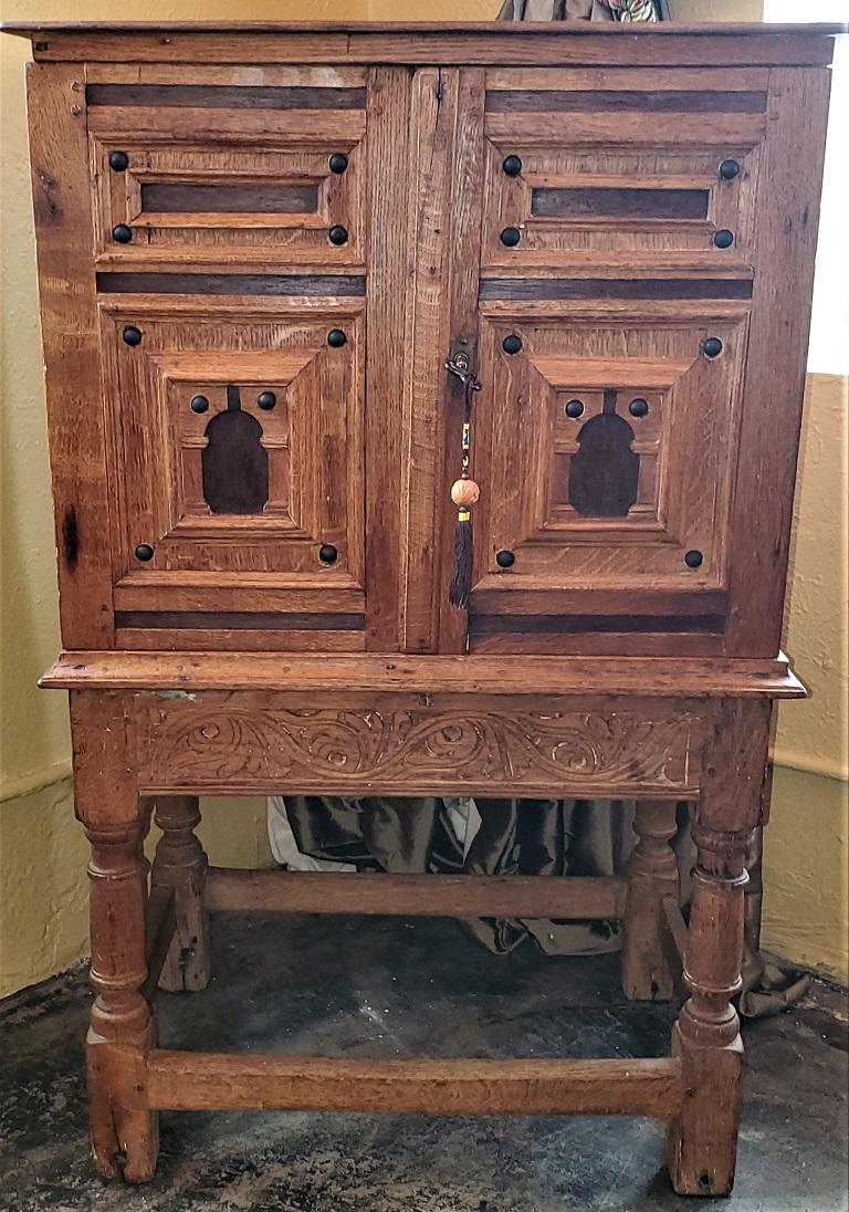 18C Mexican/Texan Bargueno Style Chest on Stand In Good Condition For Sale In Dallas, TX