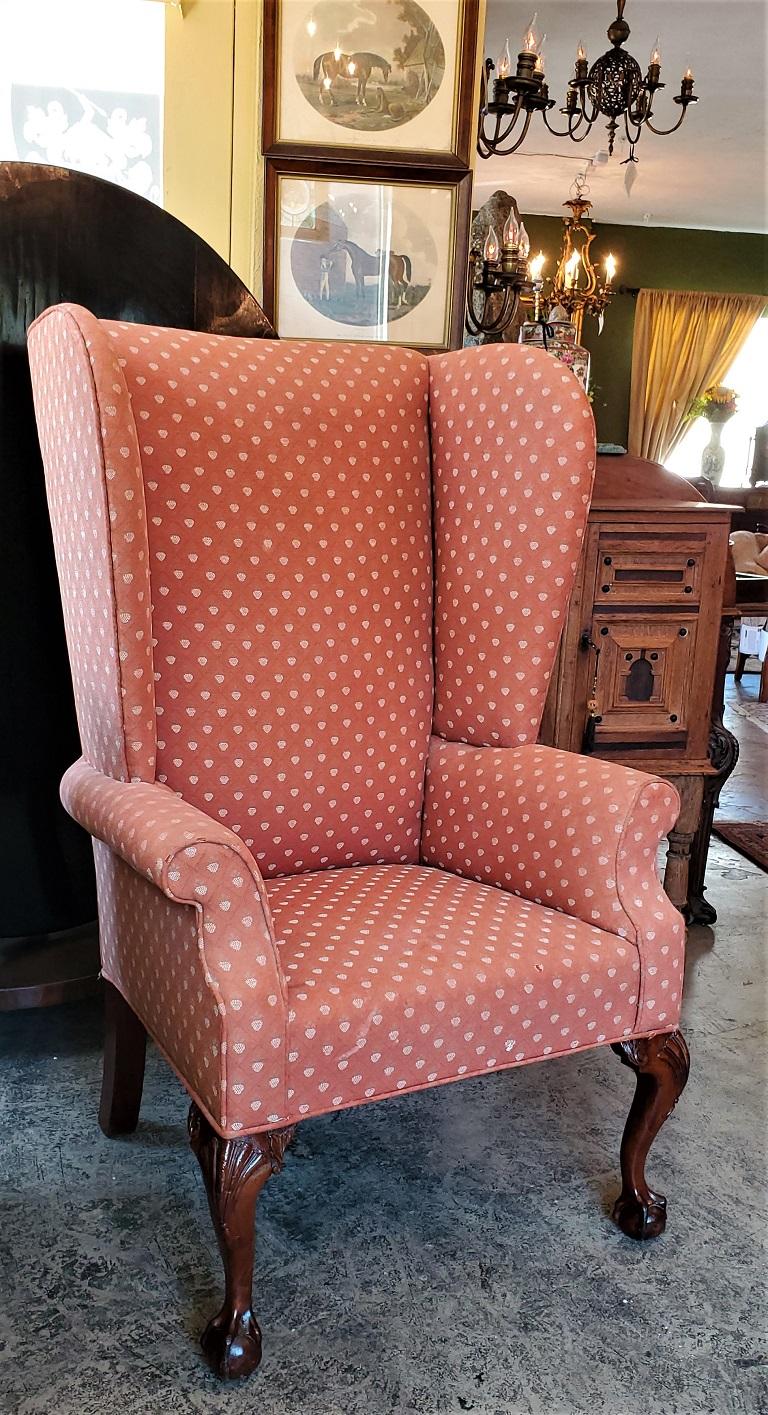 18th Century Philadelphia Irish Chippendale Style Tall Wingback Armchair 7