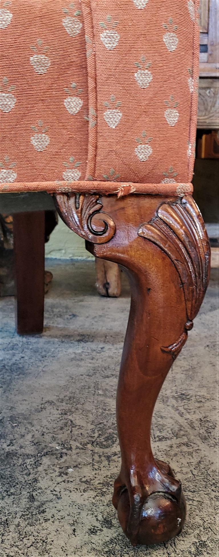 Hand-Carved 18th Century Philadelphia Irish Chippendale Style Tall Wingback Armchair