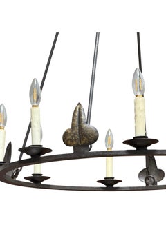 18c Style Spanish Colonial Wrought Iron 8 Lite Chandelier by Randy Esada Designs