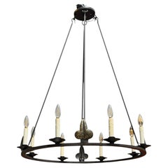 18c Style Spanish Colonial Wrought Iron 8 Lite Chandelier by Randy Esada Designs