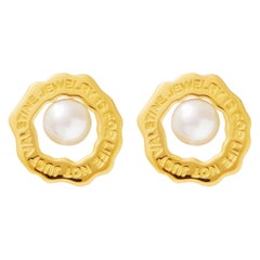 18Carat Gold  Wave Earrings with Pearl