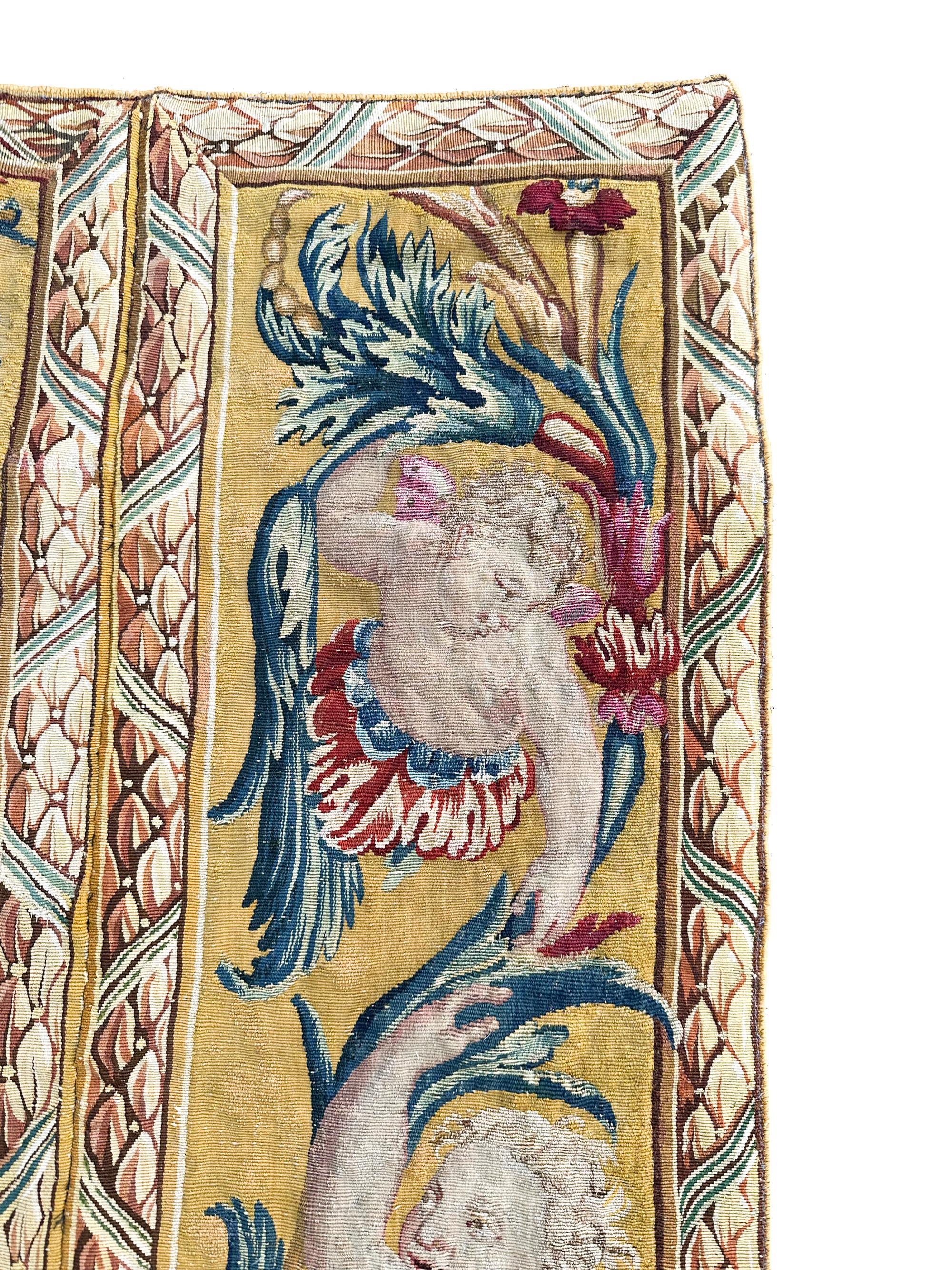 18cen Extraordinaire Antique French Tapestry Louis XVI Beauvais 89x88cm Silk 3x3 For Sale 3