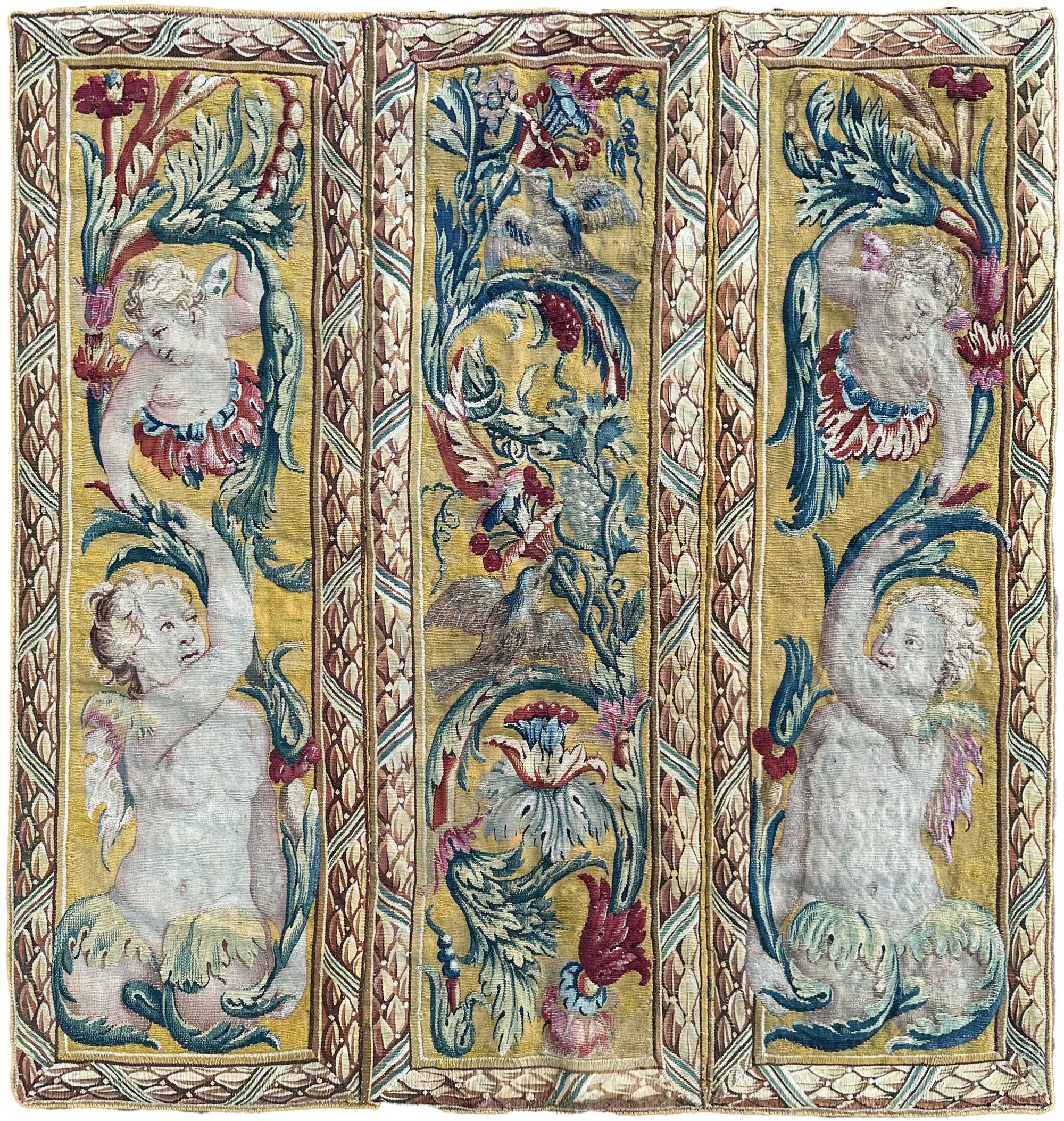 18th. Century Extraordinaire Antique French Tapestry Louis XVI Beauvais Silk 
3' x 3' 89cm x 88cm

